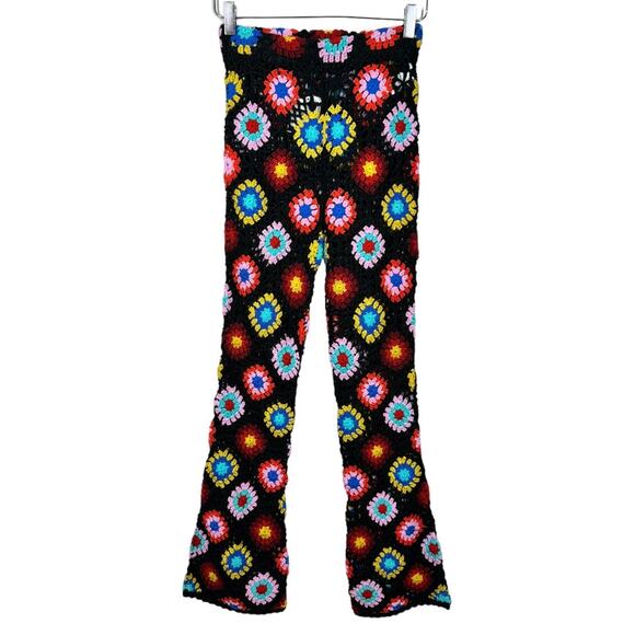 Forever 21 Granny Square Crochet Matching Set Small New Halter Top Flare Pants - Picture 10 of 11